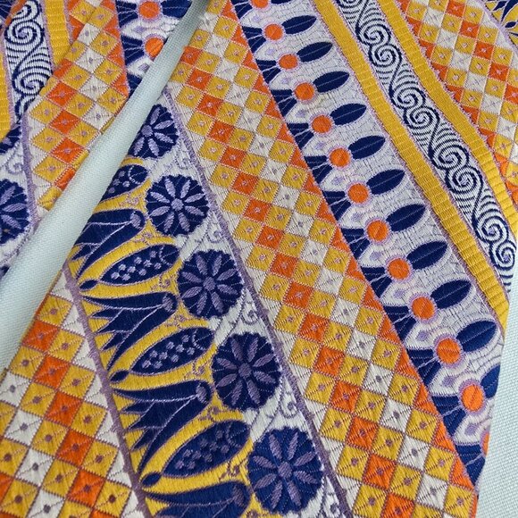 Vintage Cartier Orange & Blue Bright Floral Tie - Picture 2 of 4